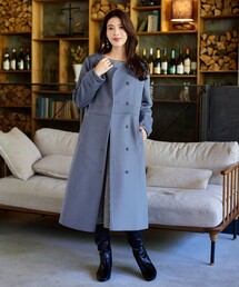 ボタン」に該当するレディースのノーカラーコートファッション通販