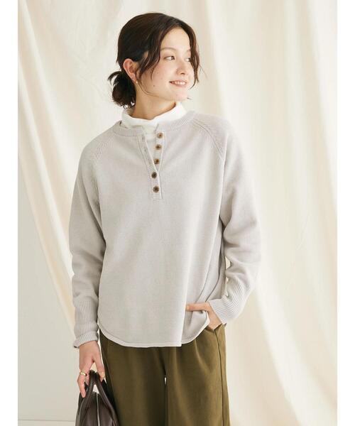 CRAFT STANDARD BOUTIQUE(クラフトスタンダードブティック)の「7Gモールニット ヘンリーPO L/S(ニット/セーター・レディース・キャメル/ブルー/ブラック/オレンジ系その他/グレイッシュベージュ・FREE)」の8枚目の写真