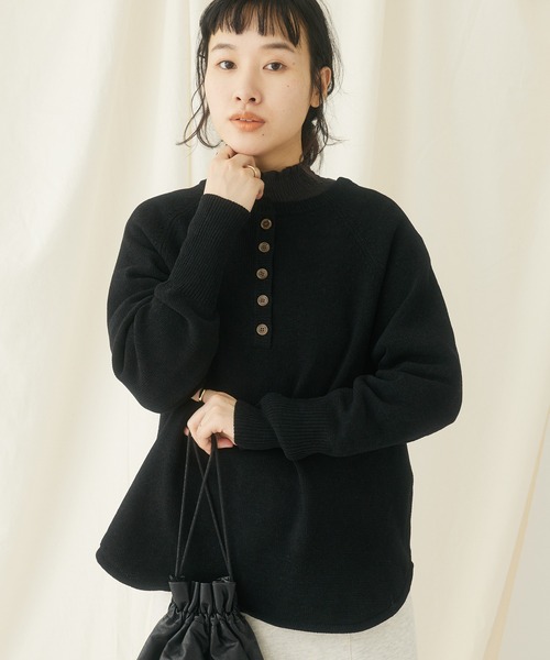 CRAFT STANDARD BOUTIQUE(クラフトスタンダードブティック)の「7Gモールニット ヘンリーPO L/S(ニット/セーター・レディース・キャメル/ブルー/ブラック/オレンジ系その他/グレイッシュベージュ・FREE)」の2枚目の写真
