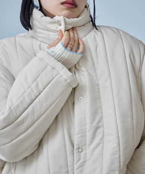 Fashion Letter（ファッションレター）の「2wayスリーブ 中綿入りロング丈 縦キルティングコート / ダウンベストジレ（ダウンジャケット/コート・レディース・アイボリー/ブラック/カーキ・L/M）」の6枚目の写真