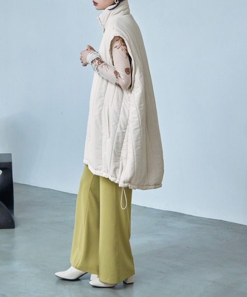 Fashion Letter（ファッションレター）の「2wayスリーブ 中綿入りロング丈 縦キルティングコート / ダウンベストジレ（ダウンジャケット/コート・レディース・アイボリー/ブラック/カーキ・L/M）」の13枚目の写真