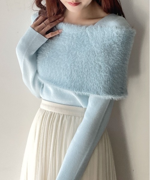 paloma wool 淡い水色 オフショルダー ニットセーター Paloma wool ライトブルー オフショルダー ニット S Paloma wool オフ