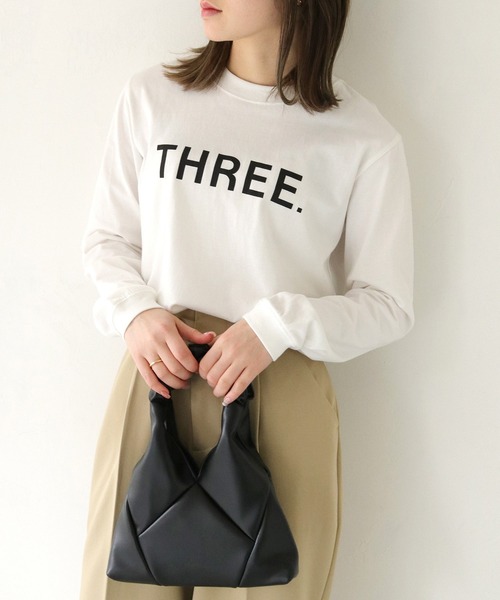 HER CLOSET(ハークローゼット)の「【shemoshelly】WEB限定THREEロゴロンT(Tシャツ/カットソー・レディース・オフホワイト/ブラック・M/S)」の9枚目の写真