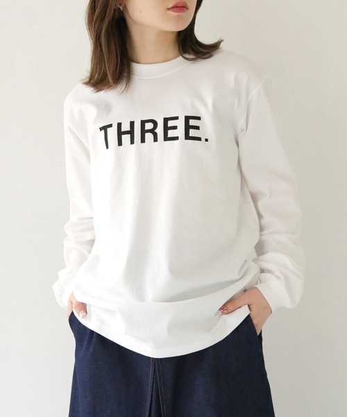 HER CLOSET(ハークローゼット)の「【shemoshelly】WEB限定THREEロゴロンT(Tシャツ/カットソー・レディース・オフホワイト/ブラック・M/S)」の14枚目の写真
