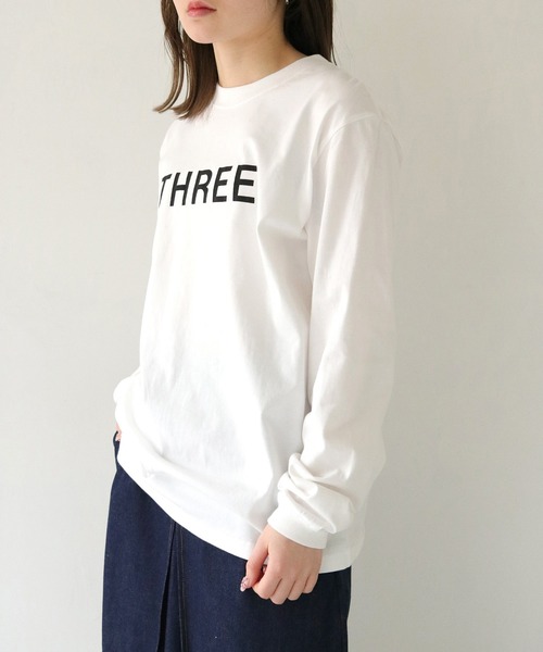 HER CLOSET(ハークローゼット)の「【shemoshelly】WEB限定THREEロゴロンT(Tシャツ/カットソー・レディース・オフホワイト/ブラック・M/S)」の15枚目の写真