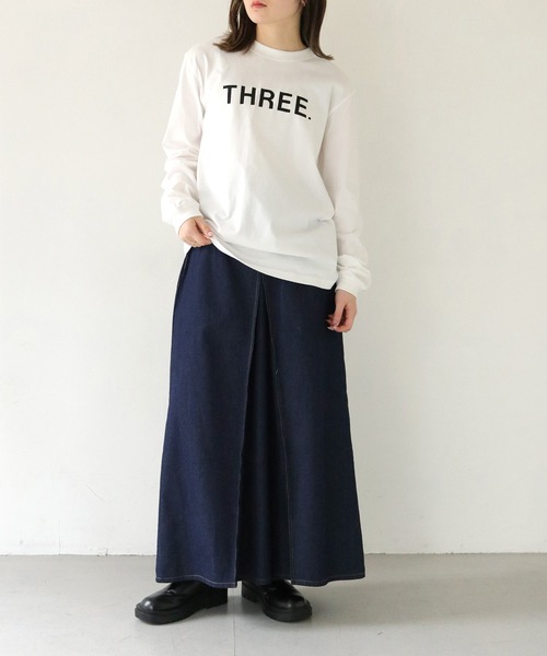 HER CLOSET(ハークローゼット)の「【shemoshelly】WEB限定THREEロゴロンT(Tシャツ/カットソー・レディース・オフホワイト/ブラック・M/S)」の16枚目の写真