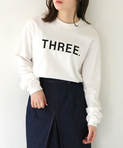 HER CLOSET(ハークローゼット)の「【shemoshelly】WEB限定THREEロゴロンT(Tシャツ/カットソー・レディース・オフホワイト/ブラック・M/S)」の17枚目の写真