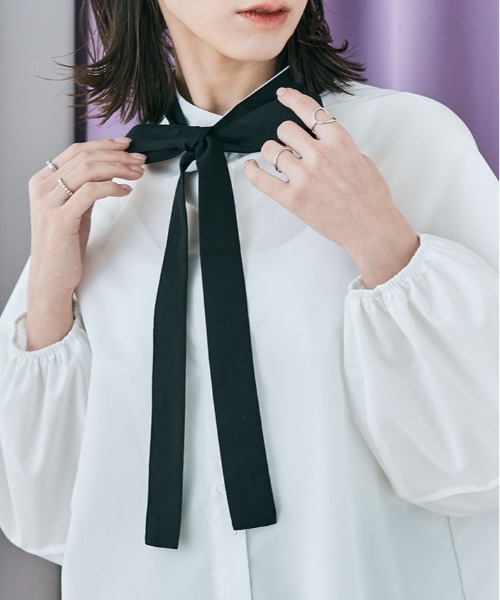 kirakiraShop（キラキラショップ）の「マルチway ボウタイ ブラウス（シャツ/ブラウス・レディース・ネイビー系/ベージュ/オフホワイト/ネイビー・M/L）」の6枚目の写真
