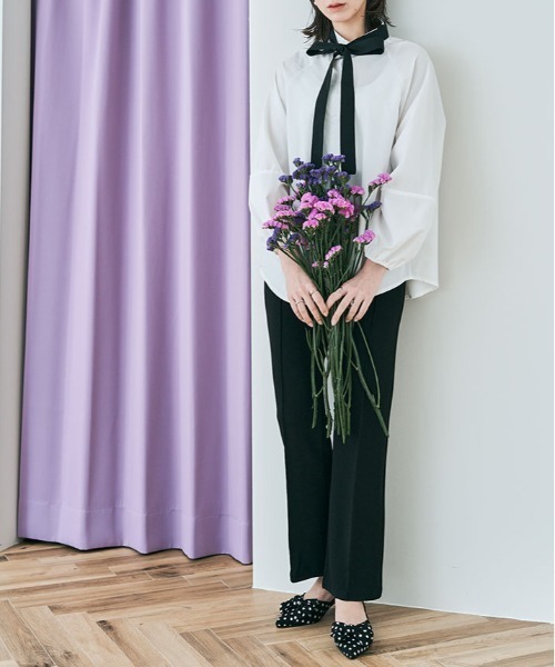 kirakiraShop（キラキラショップ）の「マルチway ボウタイ ブラウス（シャツ/ブラウス・レディース・ネイビー系/ベージュ/オフホワイト/ネイビー・M/L）」の12枚目の写真