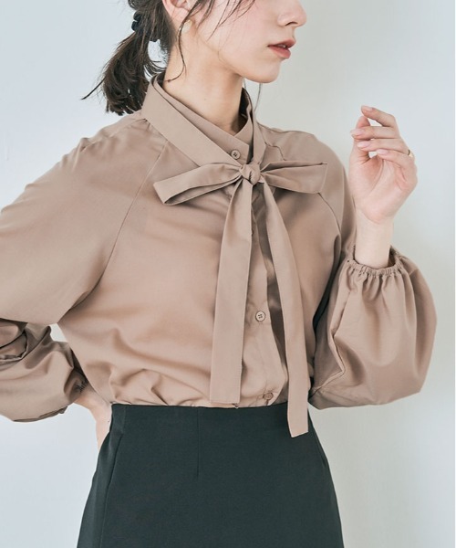 kirakiraShop（キラキラショップ）の「マルチway ボウタイ ブラウス（シャツ/ブラウス・レディース・ネイビー系/ベージュ/オフホワイト/ネイビー・M/L）」の19枚目の写真
