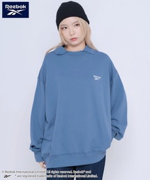 Reebok リーボック WEB限定 別注 ブランド ロゴ ワンポイント フェイク衿 裏毛 長袖 プルオーバー スウェット トレーナー