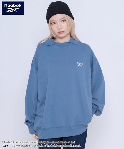 Reebok（リーボック）の「Reebok リーボック WEB限定 別注 ブランド ロゴ ワンポイント フェイク衿 裏毛 長袖 プルオーバー スウェット トレーナー（スウェット・メンズ・ホワイト/ブルー/ブラック・LL/L/M）」の3枚目の写真