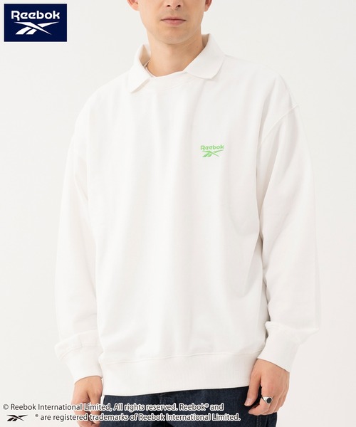 Reebok（リーボック）の「Reebok リーボック WEB限定 別注 ブランド ロゴ ワンポイント フェイク衿 裏毛 長袖 プルオーバー スウェット トレーナー（スウェット・メンズ・ホワイト/ブルー/ブラック・LL/L/M）」の13枚目の写真