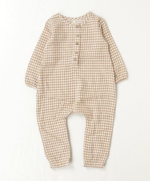 【セール】『Quincy Mae』WOVEN JUMPSUIT | COCOA GINGHAM（その他ベビー用品）｜Quincy Mae（クインシーメイ）