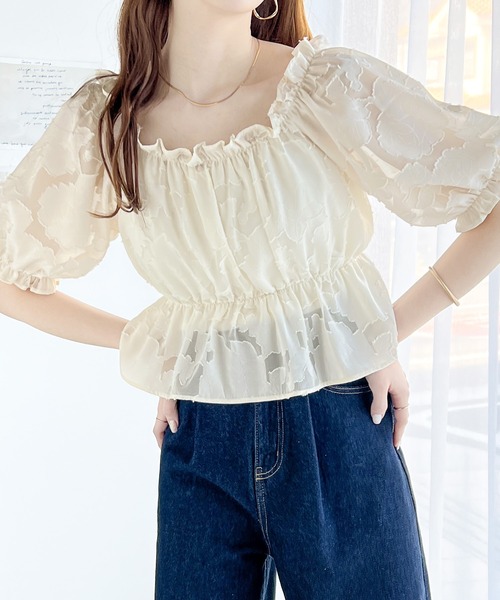 mily bilet(ミウィビレット)の「【mily bilet】着回し力抜群。シアージャガードトップス使いキャンディーリブハイネックカットソーアンサンブル(シャツ/ブラウス・レディース・アイボリー/ブラック/ベージュ・LARGE/X-LARGE/SMALL/MEDIUM)」の11枚目の写真