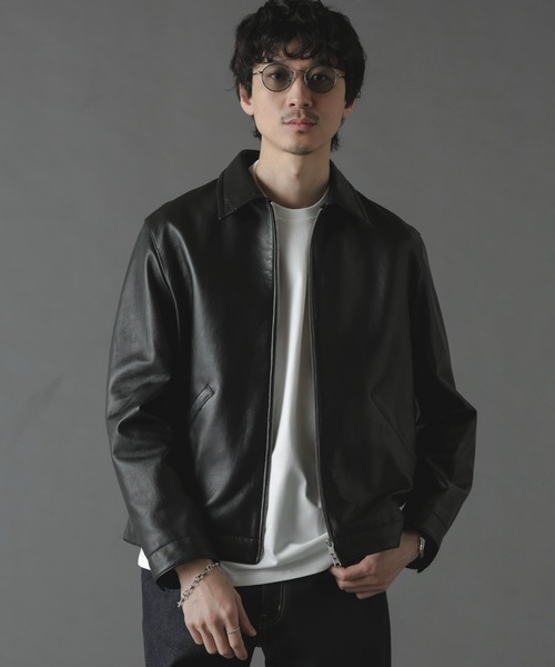 NANO universe（ナノユニバース）の「ライトラムナッパハリントンジャケット（ブルゾン・メンズ・ブラック/ベージュ系その他・M/L）」の2枚目の写真