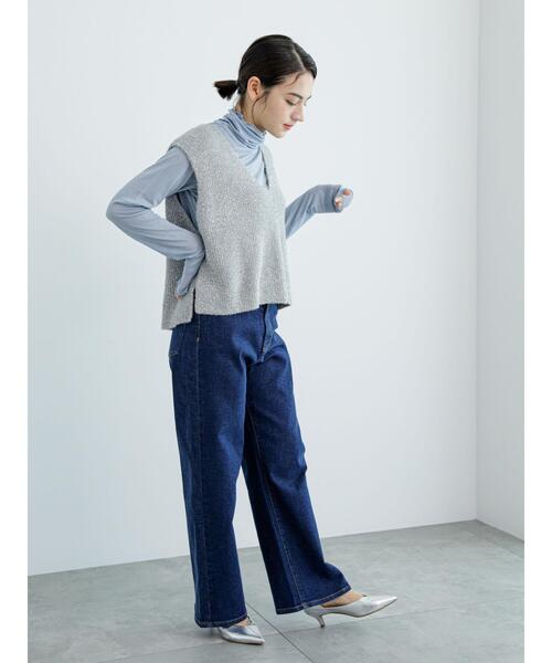 Te chichi（テチチ）の「アソートヤーンVネックニットベスト（ニット/セーター・レディース・ベージュ/シルバー/オフホワイト・F）」の4枚目の写真