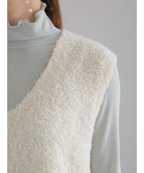 Te chichi（テチチ）の「アソートヤーンVネックニットベスト（ニット/セーター・レディース・ベージュ/シルバー/オフホワイト・F）」の18枚目の写真