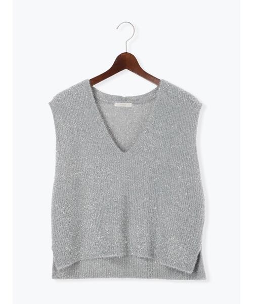 Te chichi（テチチ）の「アソートヤーンVネックニットベスト（ニット/セーター・レディース・ベージュ/シルバー/オフホワイト・F）」の14枚目の写真
