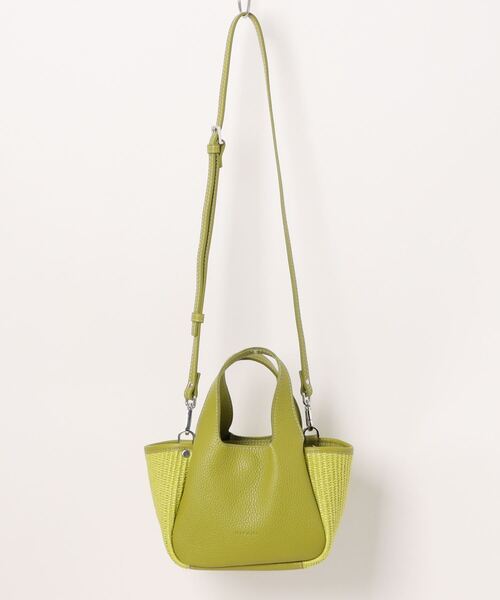 【RIPANI】ラフィアコンビミニハンドバッグ(Q46516)