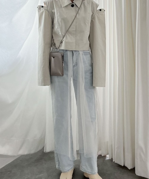 Reurie'(レウリィ)の「チュールキャミワンピース/tulle cami onepiece シアー シースルー 透け感 ロング丈 キャミソール フレア Aライン シンプル レイヤード 重ね着 カジュアル ガーリー 韓国(キャミソール・レディース・ブラック/アイボリー・FREE)」の14枚目の写真