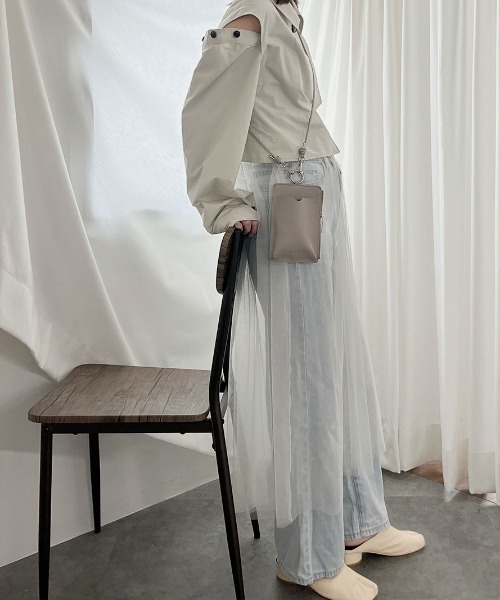Reurie'(レウリィ)の「チュールキャミワンピース/tulle cami onepiece シアー シースルー 透け感 ロング丈 キャミソール フレア Aライン シンプル レイヤード 重ね着 カジュアル ガーリー 韓国(キャミソール・レディース・ブラック/アイボリー・FREE)」の16枚目の写真