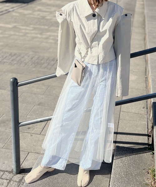 Reurie'(レウリィ)の「チュールキャミワンピース/tulle cami onepiece シアー シースルー 透け感 ロング丈 キャミソール フレア Aライン シンプル レイヤード 重ね着 カジュアル ガーリー 韓国(キャミソール・レディース・ブラック/アイボリー・FREE)」の18枚目の写真