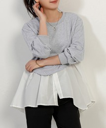 DAY CLOSET（デイ クローゼット）の「レディース シャツレイヤード風ドッキングAラインスウェット（スウェット・レディース）」