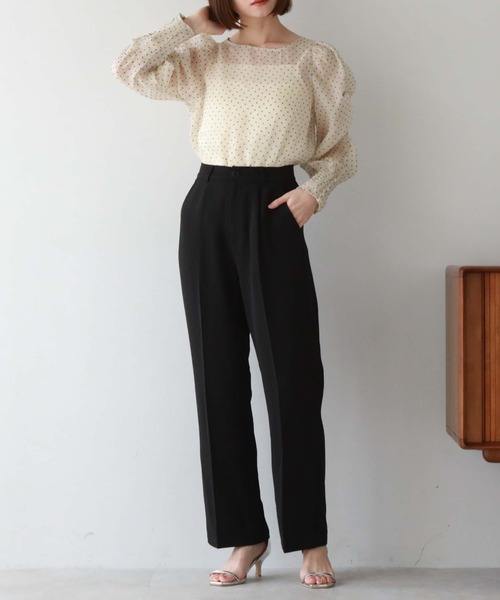 archives（アルシーヴ）の「タックセミフレアパンツ（その他パンツ・レディース・グリーン/イエロー系その他/ブラック/アイボリー・MEDIUM）」の18枚目の写真