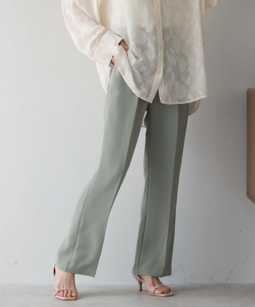 archives（アルシーヴ）の「タックセミフレアパンツ（その他パンツ・レディース・グリーン/イエロー系その他/ブラック/アイボリー・MEDIUM）」の5枚目の写真