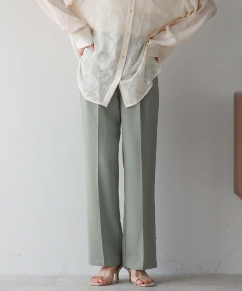 archives（アルシーヴ）の「タックセミフレアパンツ（その他パンツ・レディース・グリーン/イエロー系その他/ブラック/アイボリー・MEDIUM）」の7枚目の写真