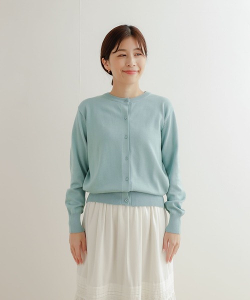 URBAN RESEARCH DOORS（アーバンリサーチドアーズ）の「オーガニックコットンクルーネックカーディガン（カーディガン/ボレロ・レディース・オフホワイト/ネイビー/グリーン系その他/イエロー系その他・MEDIUM）」の19枚目の写真