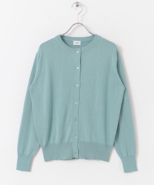 URBAN RESEARCH DOORS グレー USAコットン カーディガン URBAN RESEARCH DOORS カーディガン 透かし柄キーネック
