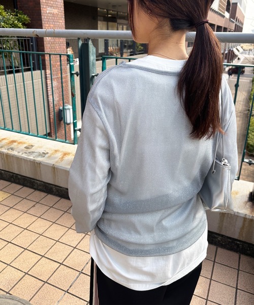 【試着のみ未使用】YOKO D'OR チラチラ輝くラメ入りレーヨンニットトップス 試着のみ未使用】YOKO D'OR チラチラ輝くラメ入りレーヨンニット