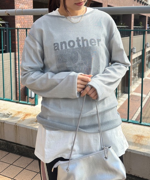 ISOOK（アイスー）の「【ISOOK / アイスー】シアーオーバーラメトップス / 春服 春トップス ラメトップス シアートップス オケージョン シアーロンT ブラウス クルーネック オーバーサイズ ZOZOTOWN限定（Tシャツ/カットソー・レディース・ブラック/ホワイト/グレー/ブラウン・FREE）」の18枚目の写真