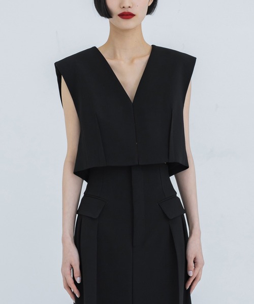 STUDIOUS（ステュディオス）の「【STUDIOUS/ステュディオス】クロップドテーラードベスト（ベスト・レディース・ブラック/グレー・FREE）」の12枚目の写真