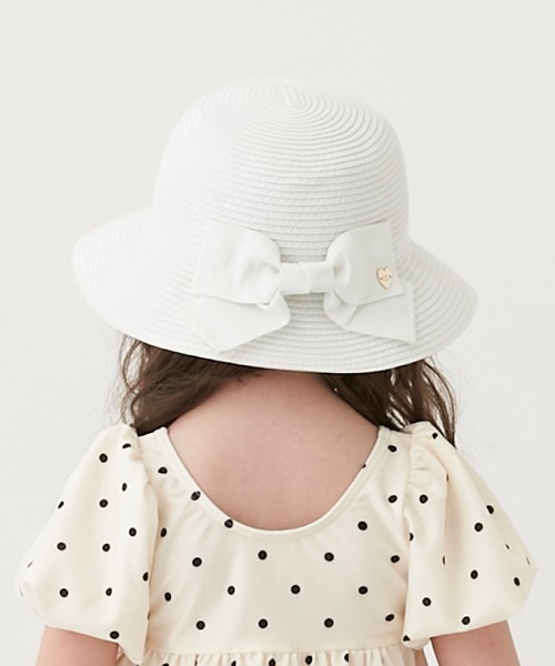 petit main（プティマイン）の「折り畳みリボンハット（ハット・キッズ・ベージュ/アイボリー/ライトピンク・52cm/50cm/54cm）」の2枚目の写真