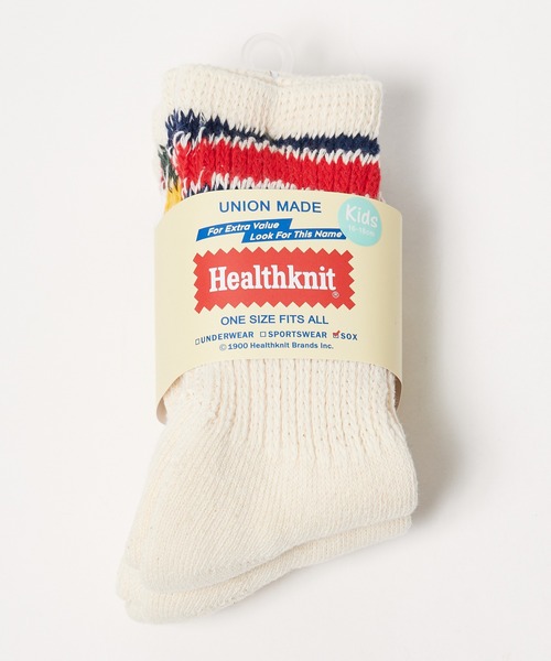 Healthknit(ヘルスニット)の「Healthknit/ヘルスニット 配色3本ライン クラシック配色3本ライン 靴下 2026新作 再入荷(ソックス/靴下・キッズ・ホワイト/ベージュ・16-18cm/19-21cm)」の2枚目の写真
