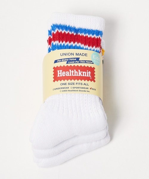 Healthknit(ヘルスニット)の「Healthknit/ヘルスニット 配色3本ライン クラシック配色3本ライン 靴下 2026新作 再入荷(ソックス/靴下・キッズ・ホワイト/ベージュ・16-18cm/19-21cm)」の1枚目の写真