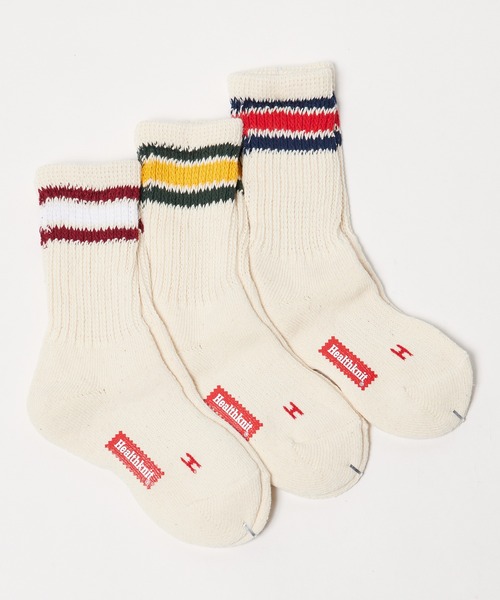 Healthknit(ヘルスニット)の「Healthknit/ヘルスニット 配色3本ライン クラシック配色3本ライン 靴下 2026新作 再入荷(ソックス/靴下・キッズ・ホワイト/ベージュ・16-18cm/19-21cm)」の9枚目の写真