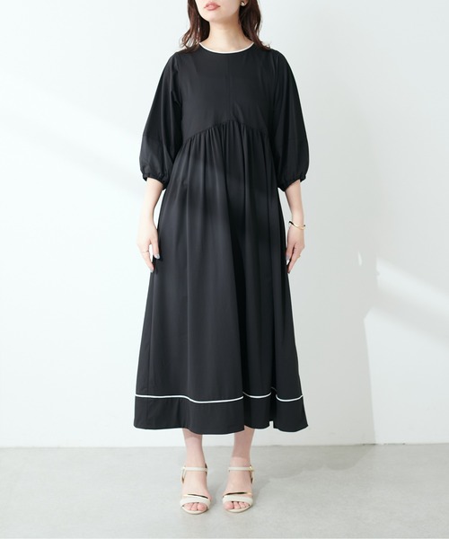 natural couture(ナチュラルクチュール)の「パイピングランタンデザインワンピース(ラッシュガード・レディース・ブラック/モカ/ライトベージュ・FREE)」の20枚目の写真