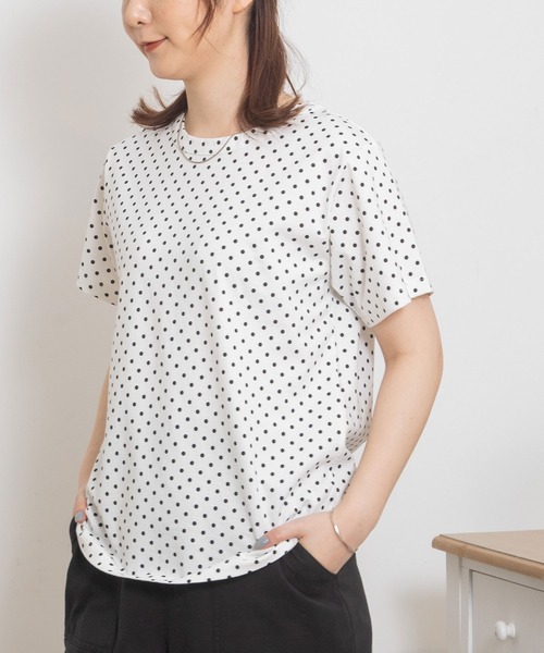 POU DOU DOU(プードゥドゥ)の「クラシックパターンTee(Tシャツ/カットソー・レディース・ダークグレー/ブラック/アイボリー・3)」の2枚目の写真