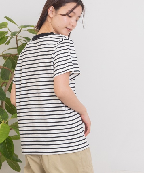 POU DOU DOU(プードゥドゥ)の「クラシックパターンTee(Tシャツ/カットソー・レディース・ダークグレー/ブラック/アイボリー・3)」の3枚目の写真