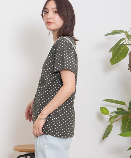 POU DOU DOU(プードゥドゥ)の「クラシックパターンTee(Tシャツ/カットソー・レディース・ダークグレー/ブラック/アイボリー・3)」の7枚目の写真