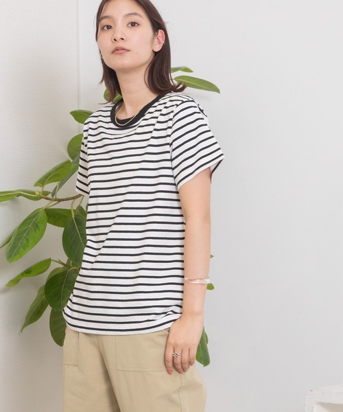 POU DOU DOU(プードゥドゥ)の「クラシックパターンTee(Tシャツ/カットソー・レディース・ダークグレー/ブラック/アイボリー・3)」の12枚目の写真
