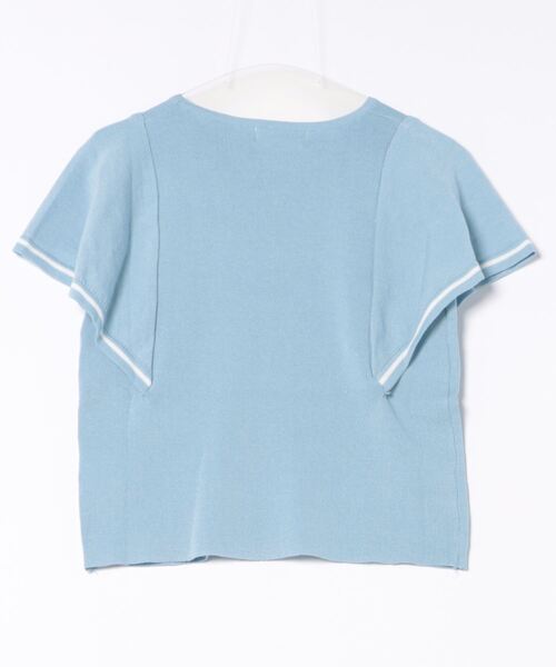 sorule(ソルレ)の「バイカラーラインフレアスリーブサマーニット(Tシャツ/カットソー・レディース・ベージュ/ブルー・FREE)」の4枚目の写真