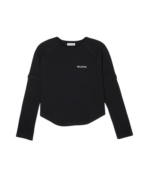 MILKFED.(ミルクフェド)の「WAFFLE B/B TOP(Tシャツ/カットソー・レディース・オフホワイト/ブラック/ブラウン・ONE SIZE)」の11枚目の写真