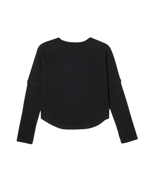 MILKFED.(ミルクフェド)の「WAFFLE B/B TOP(Tシャツ/カットソー・レディース・オフホワイト/ブラック/ブラウン・ONE SIZE)」の12枚目の写真