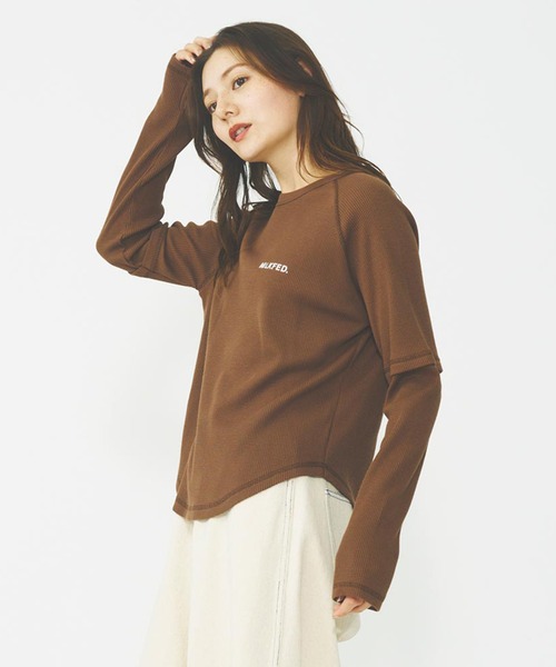 MILKFED.(ミルクフェド)の「WAFFLE B/B TOP(Tシャツ/カットソー・レディース・オフホワイト/ブラック/ブラウン・ONE SIZE)」の4枚目の写真