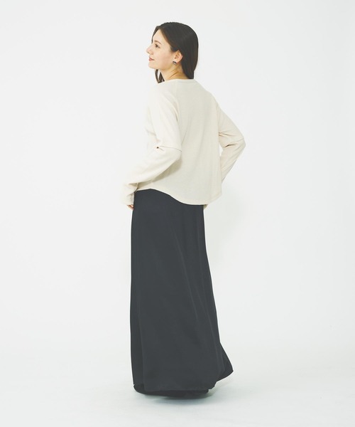 MILKFED.(ミルクフェド)の「WAFFLE B/B TOP(Tシャツ/カットソー・レディース・オフホワイト/ブラック/ブラウン・ONE SIZE)」の15枚目の写真